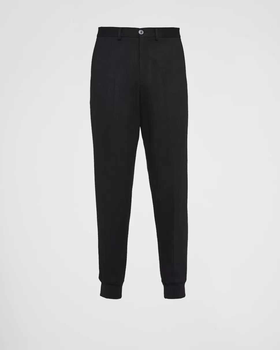 New Prada Jogginghose Aus Wolle Schwarz