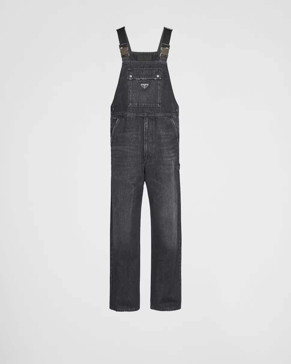 Online Prada Jumpsuit Aus Denim Schwarz