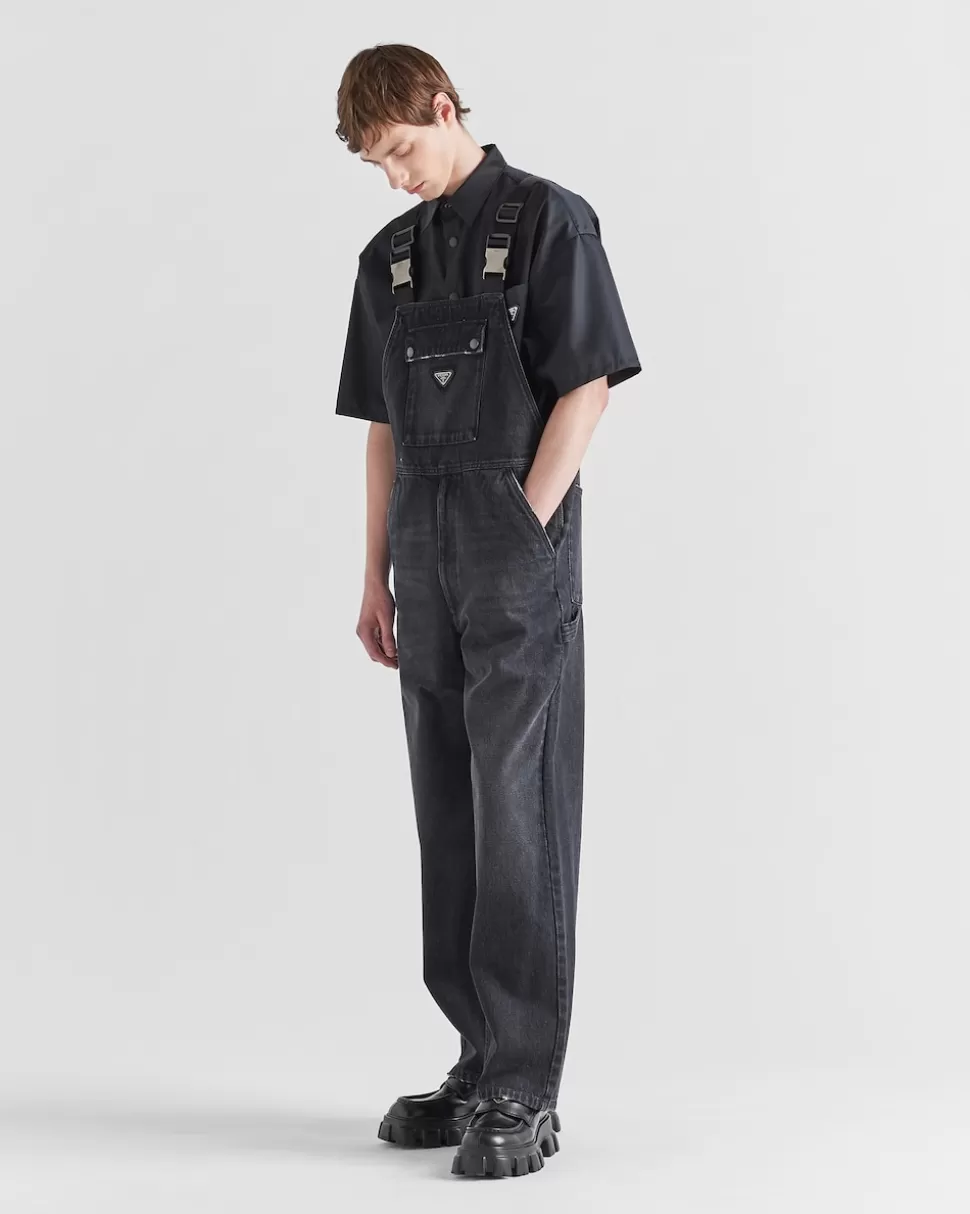Online Prada Jumpsuit Aus Denim Schwarz