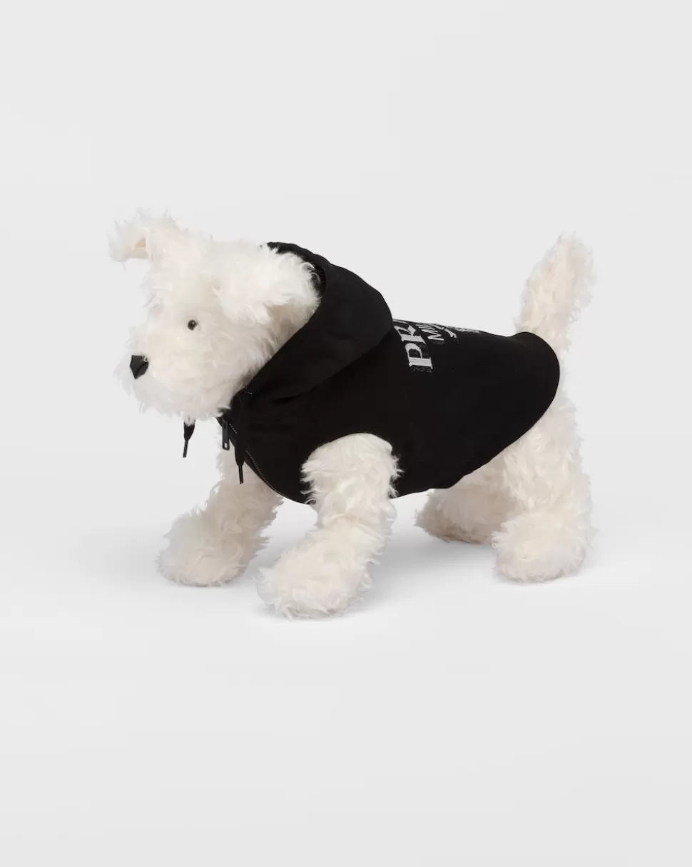 Outlet Prada Kapuzenpullover Aus Baumwollfleece Für Hunde Schwarz/Weiss