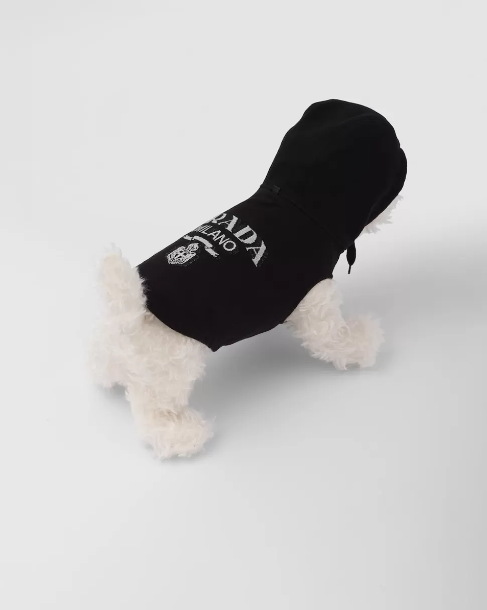 Outlet Prada Kapuzenpullover Aus Baumwollfleece Für Hunde Schwarz/Weiss