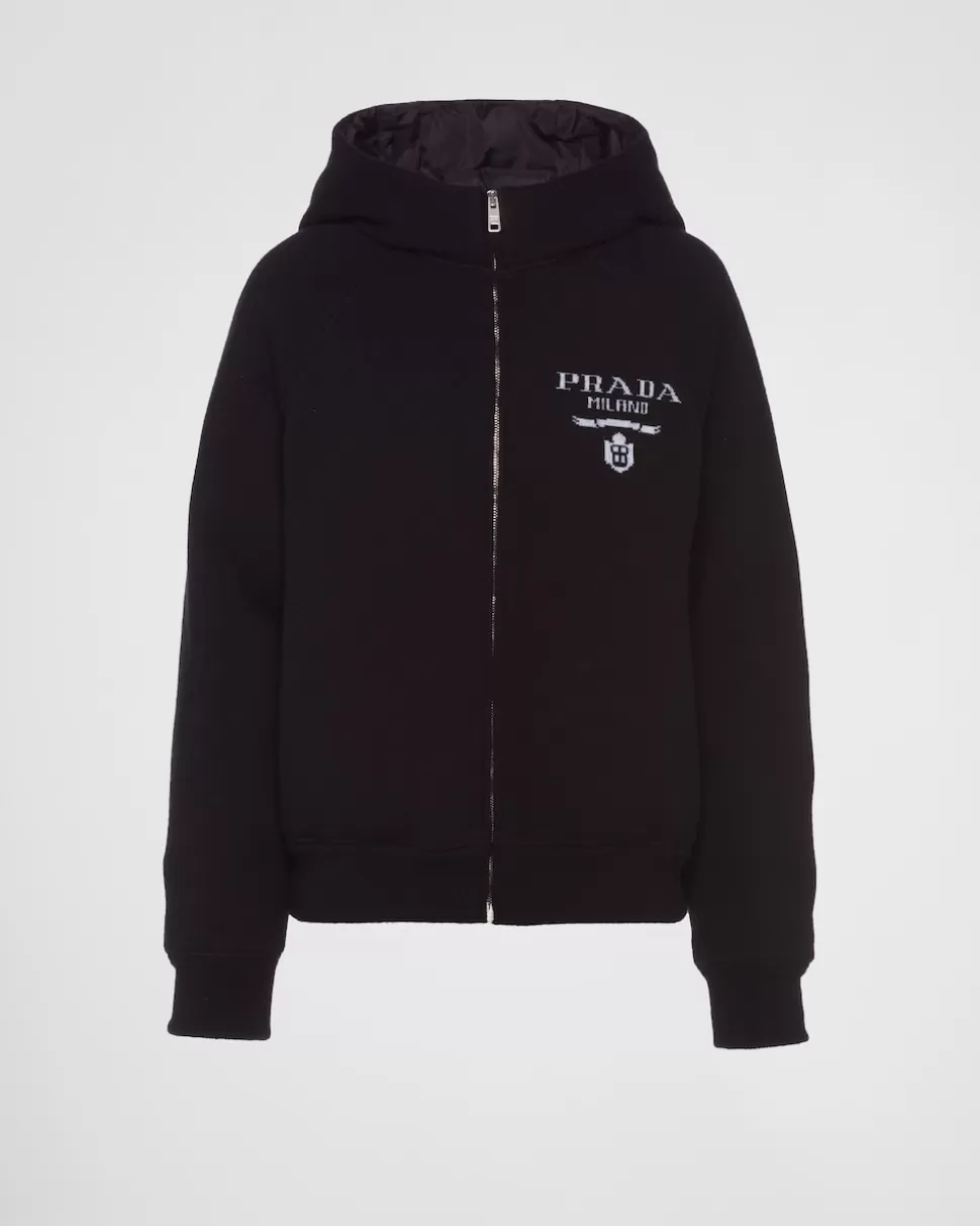 Online Prada Kapuzenpullover Aus Kaschmir Schwarz