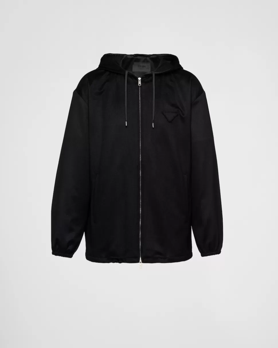 Shop Prada Kapuzenpullover Aus Kaschmir Schwarz