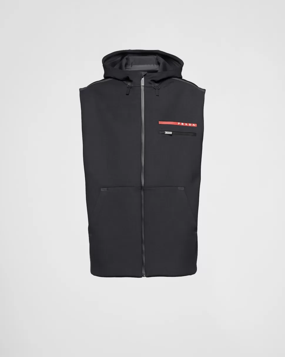 Hot Prada Kapuzenpullover Aus Recyceltem Technischem Jersey Mit Hitzeversiegeltem Band Schwarz