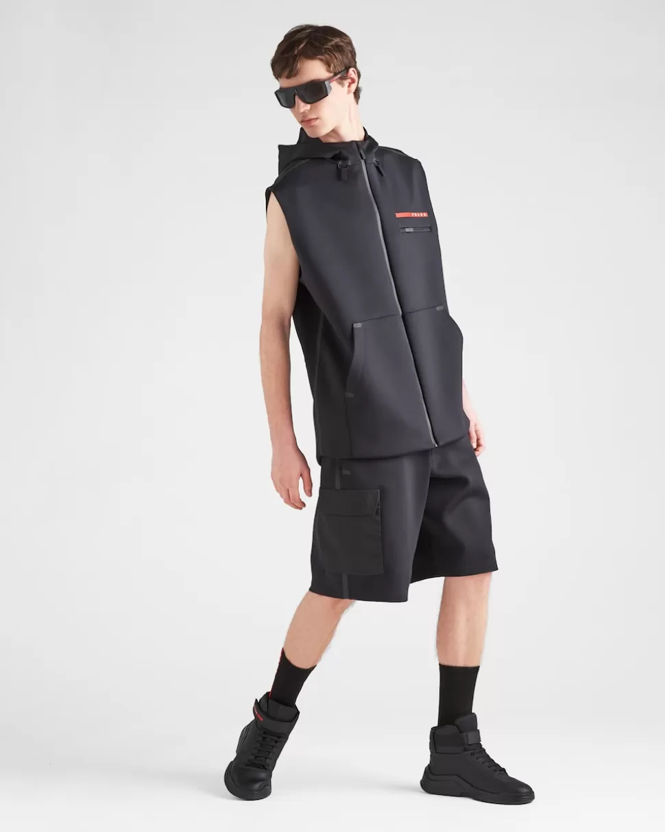 Hot Prada Kapuzenpullover Aus Recyceltem Technischem Jersey Mit Hitzeversiegeltem Band Schwarz