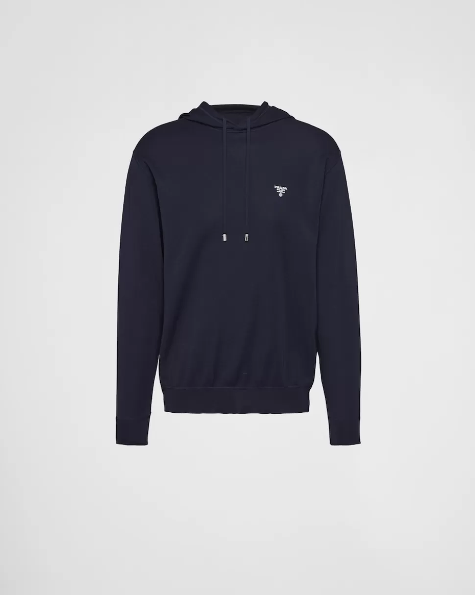 Best Sale Prada Kapuzenpullover Aus Seide Blau