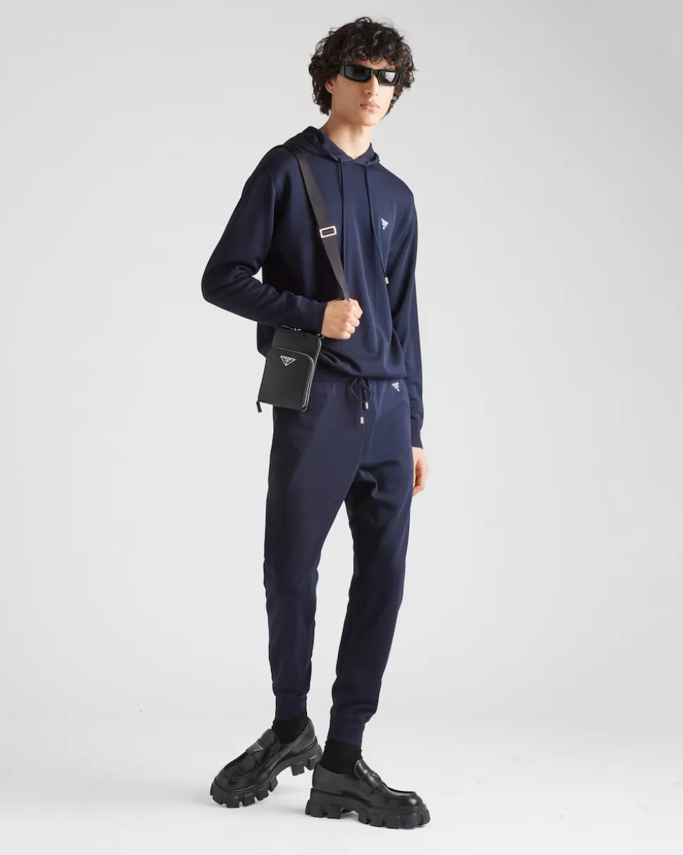 Best Sale Prada Kapuzenpullover Aus Seide Blau