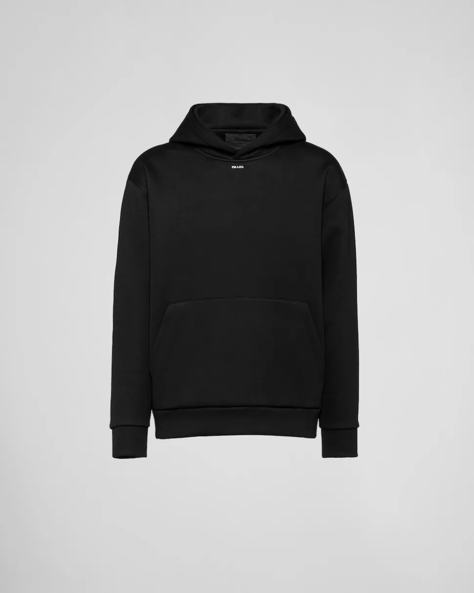 Sale Prada Kapuzenpullover Aus Technischer Baumwolle Schwarz