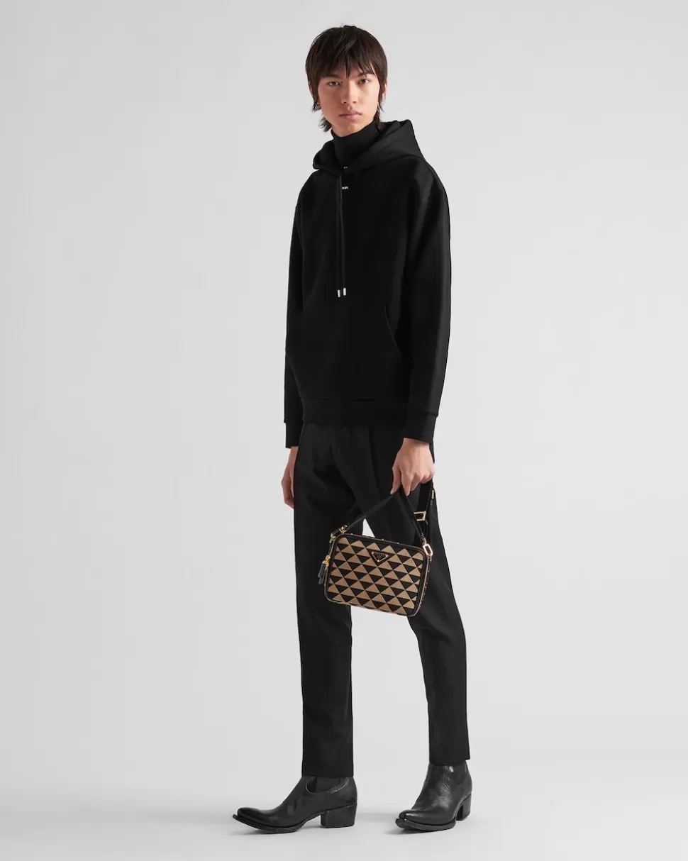 Sale Prada Kapuzenpullover Aus Technischer Baumwolle Schwarz
