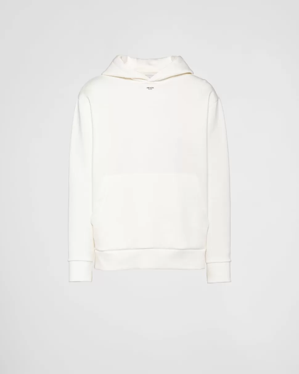 Shop Prada Kapuzenpullover Aus Technischer Baumwolle Schwarz