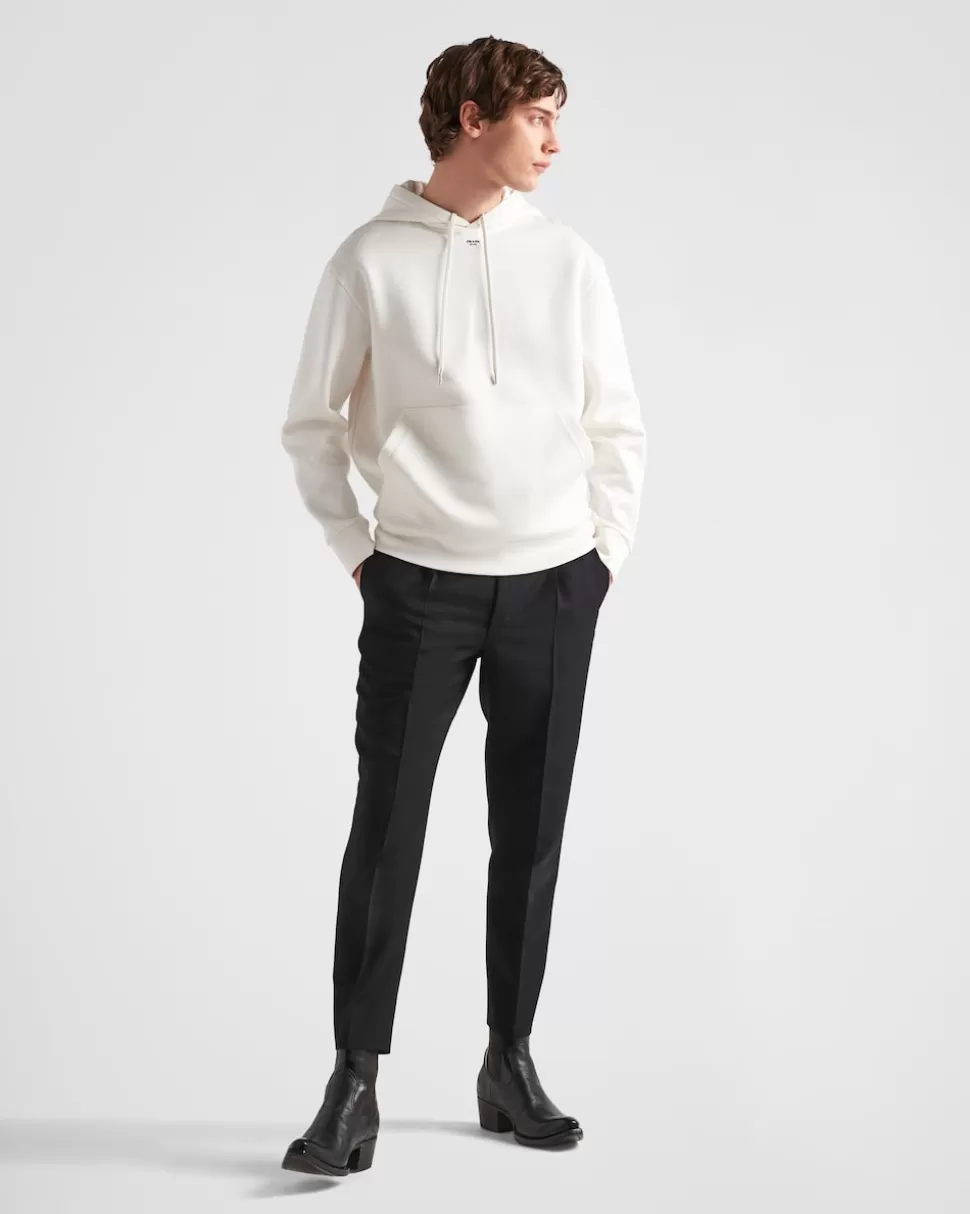 Shop Prada Kapuzenpullover Aus Technischer Baumwolle Schwarz