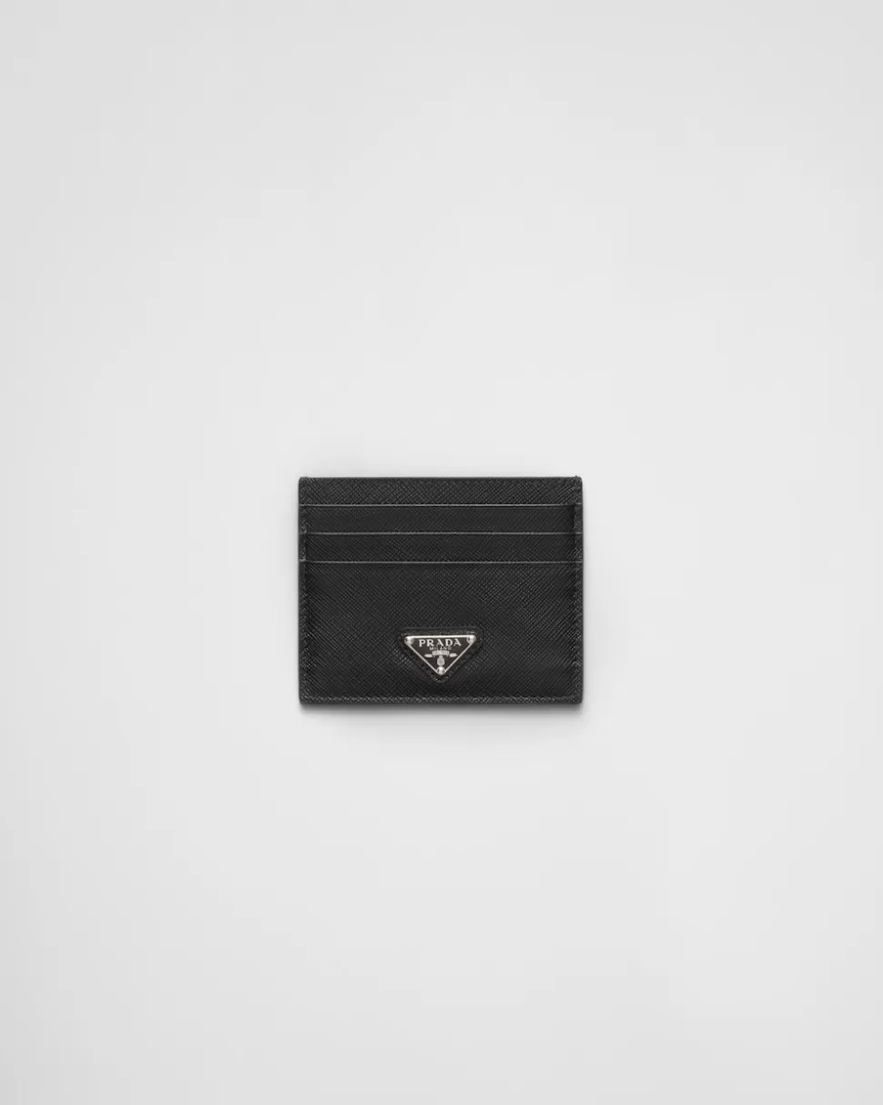 Cheap Prada Kartenetui Aus Saffiano Leder Schwarz