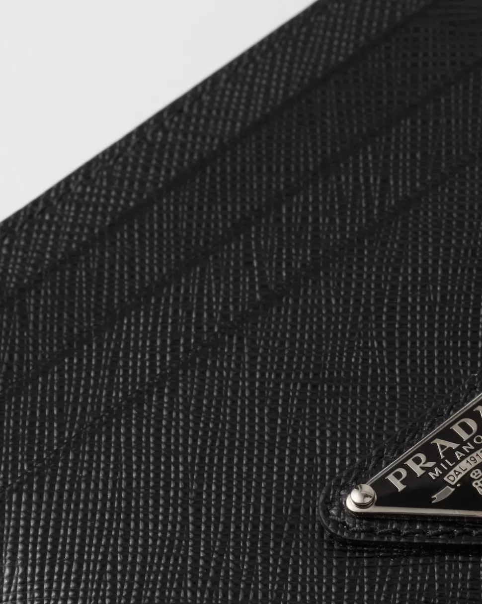 Cheap Prada Kartenetui Aus Saffiano Leder Schwarz
