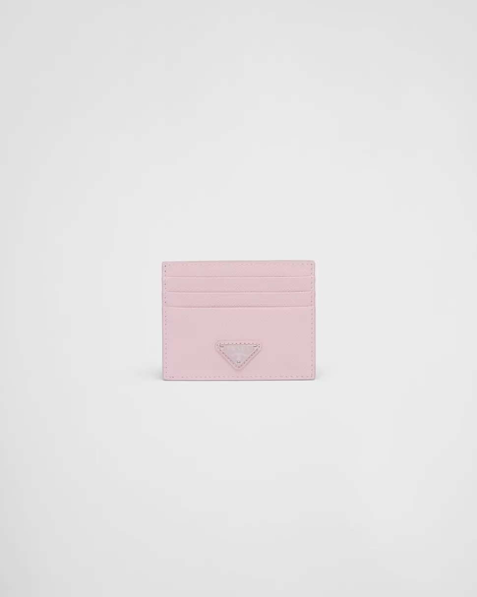 Fashion Prada Kartenetui Aus Saffiano Leder Schwarz