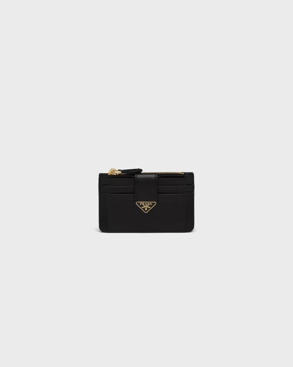 Fashion Prada Kartenetui Aus Saffiano Und Leder Schwarz
