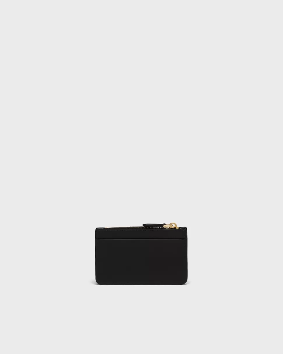 Fashion Prada Kartenetui Aus Saffiano Und Leder Schwarz