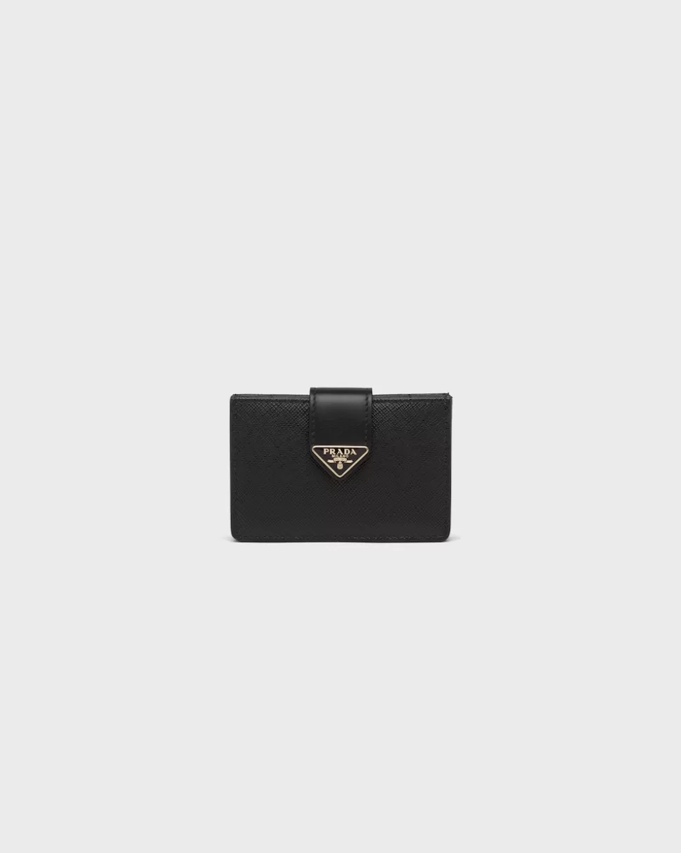 Outlet Prada Kartenetui Aus Saffiano Und Leder Schwarz