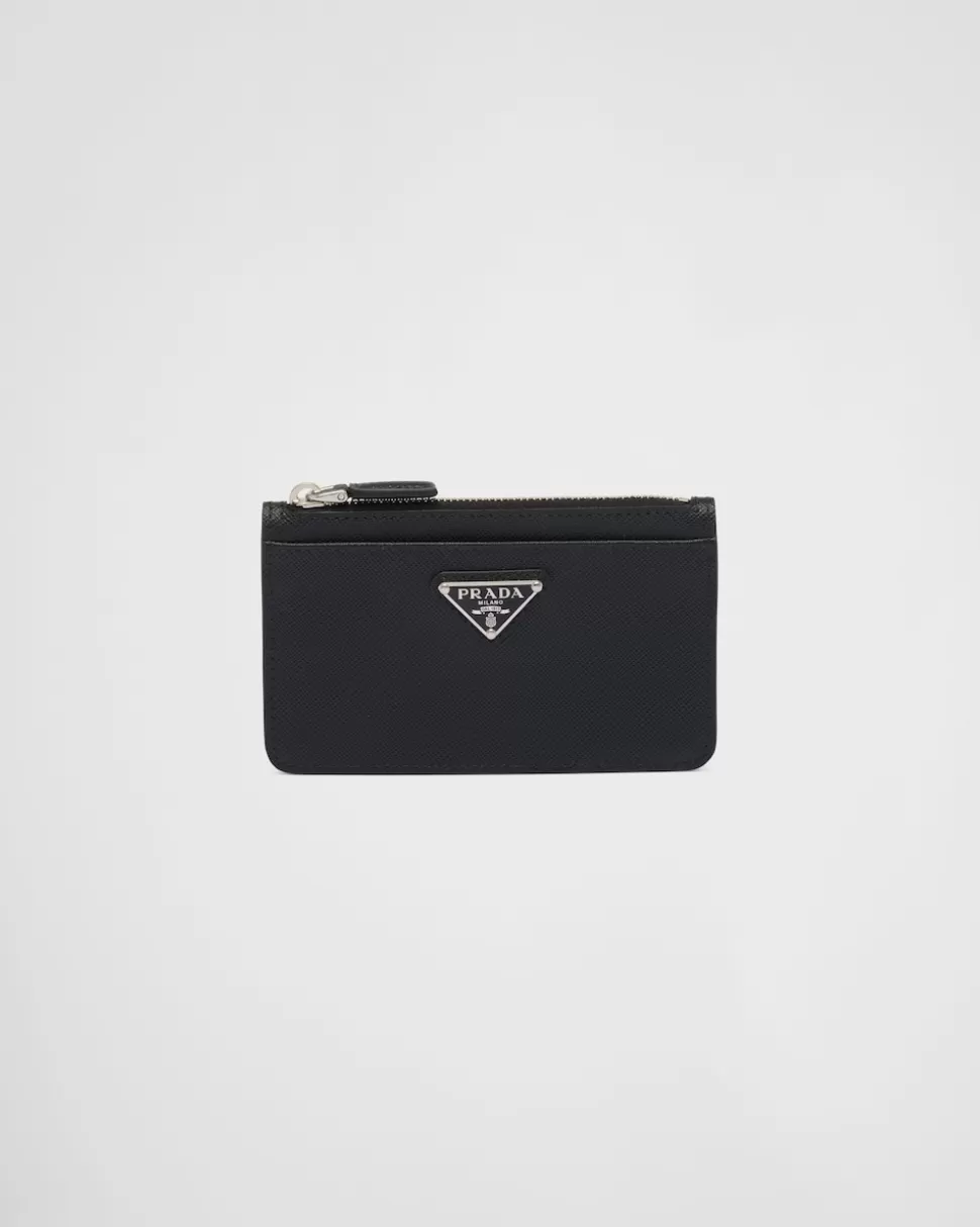 Outlet Prada Kartenetui Aus Saffiano-leder Schwarz