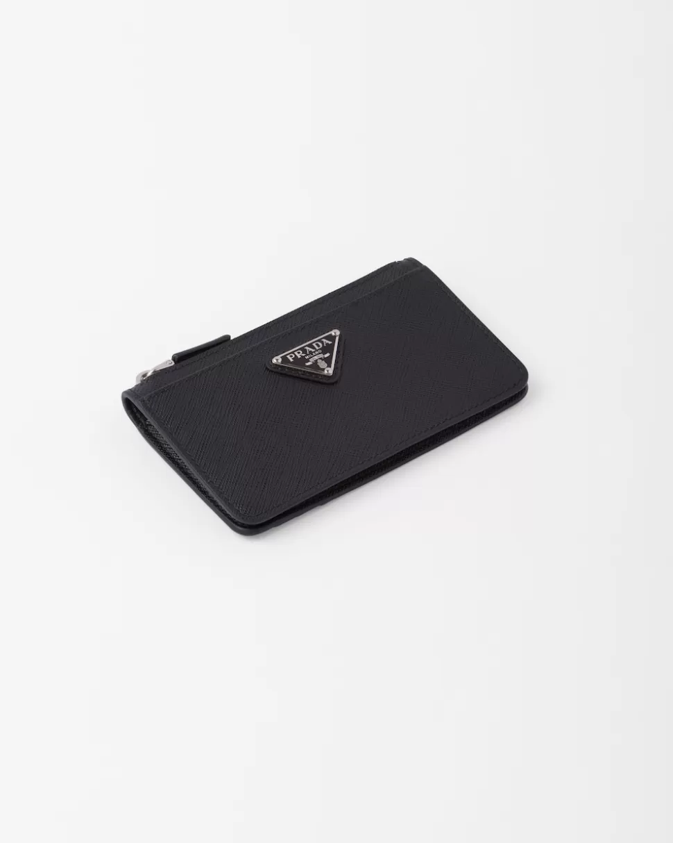 Outlet Prada Kartenetui Aus Saffiano-leder Schwarz