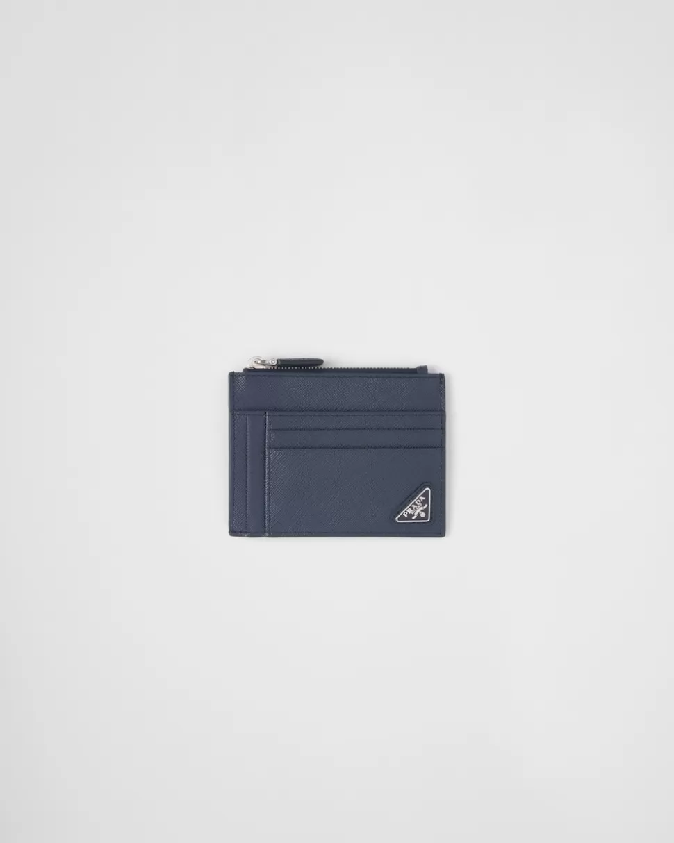 Sale Prada Kartenetui Aus Saffiano-leder Schwarz