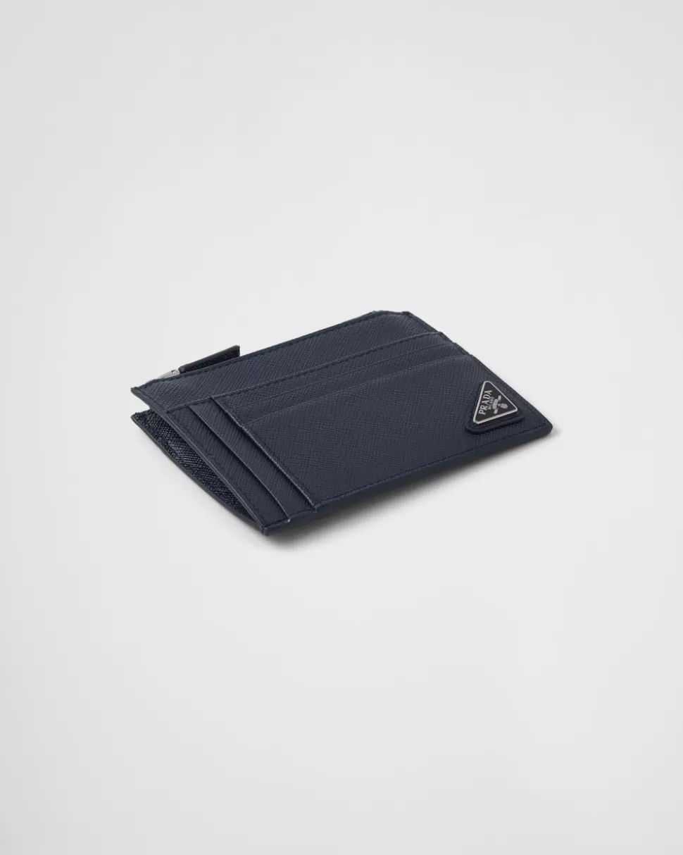 Sale Prada Kartenetui Aus Saffiano-leder Schwarz