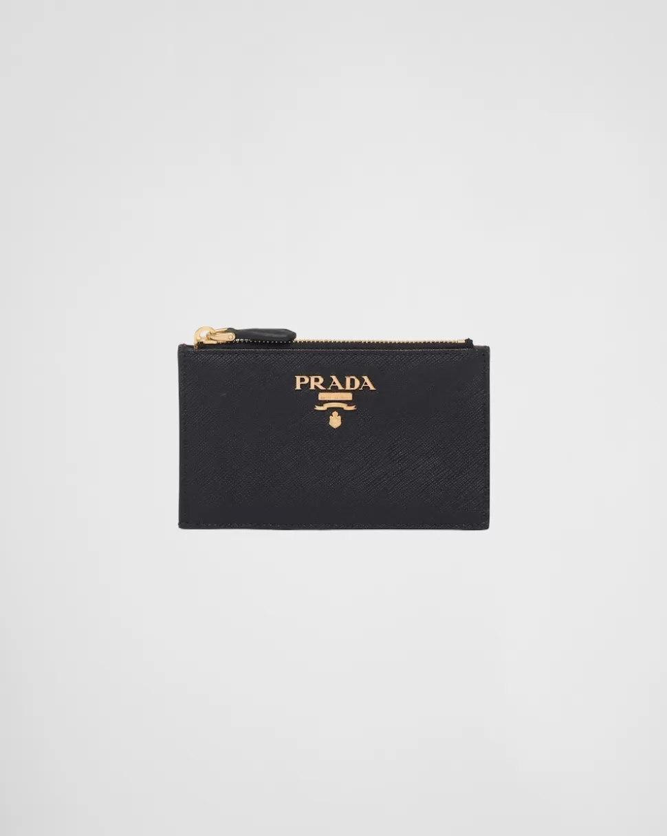 Fashion Prada Kartenetui Aus Saffiano-leder Himmelblau/Honda