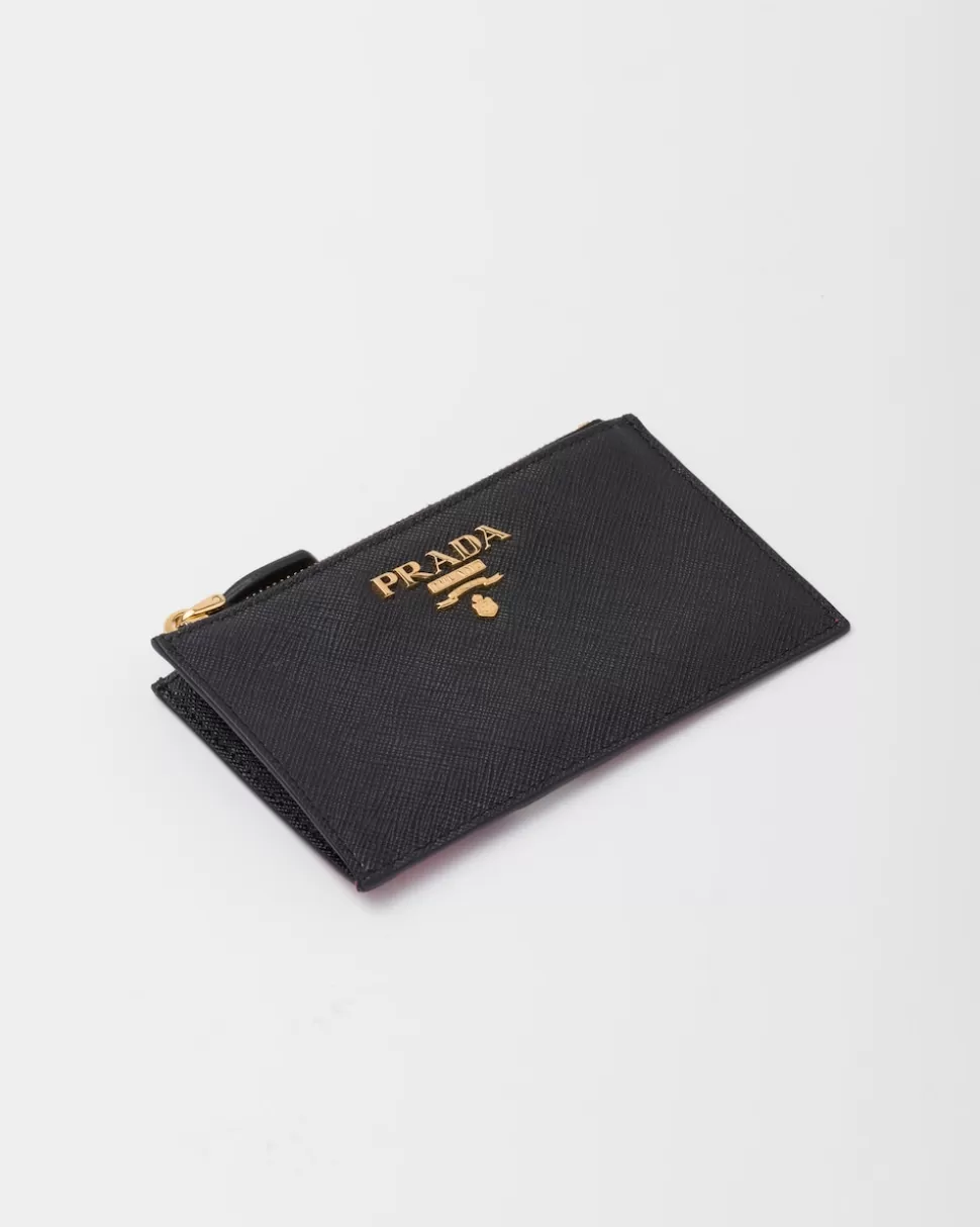 Fashion Prada Kartenetui Aus Saffiano-leder Himmelblau/Honda