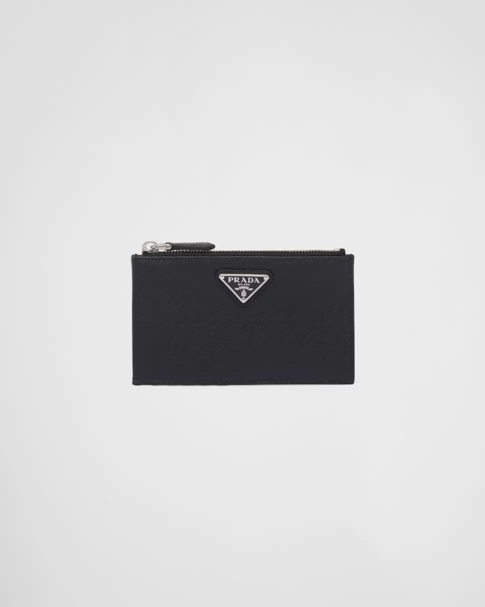 Cheap Prada Kartenetui Aus Saffiano-leder Schwarz