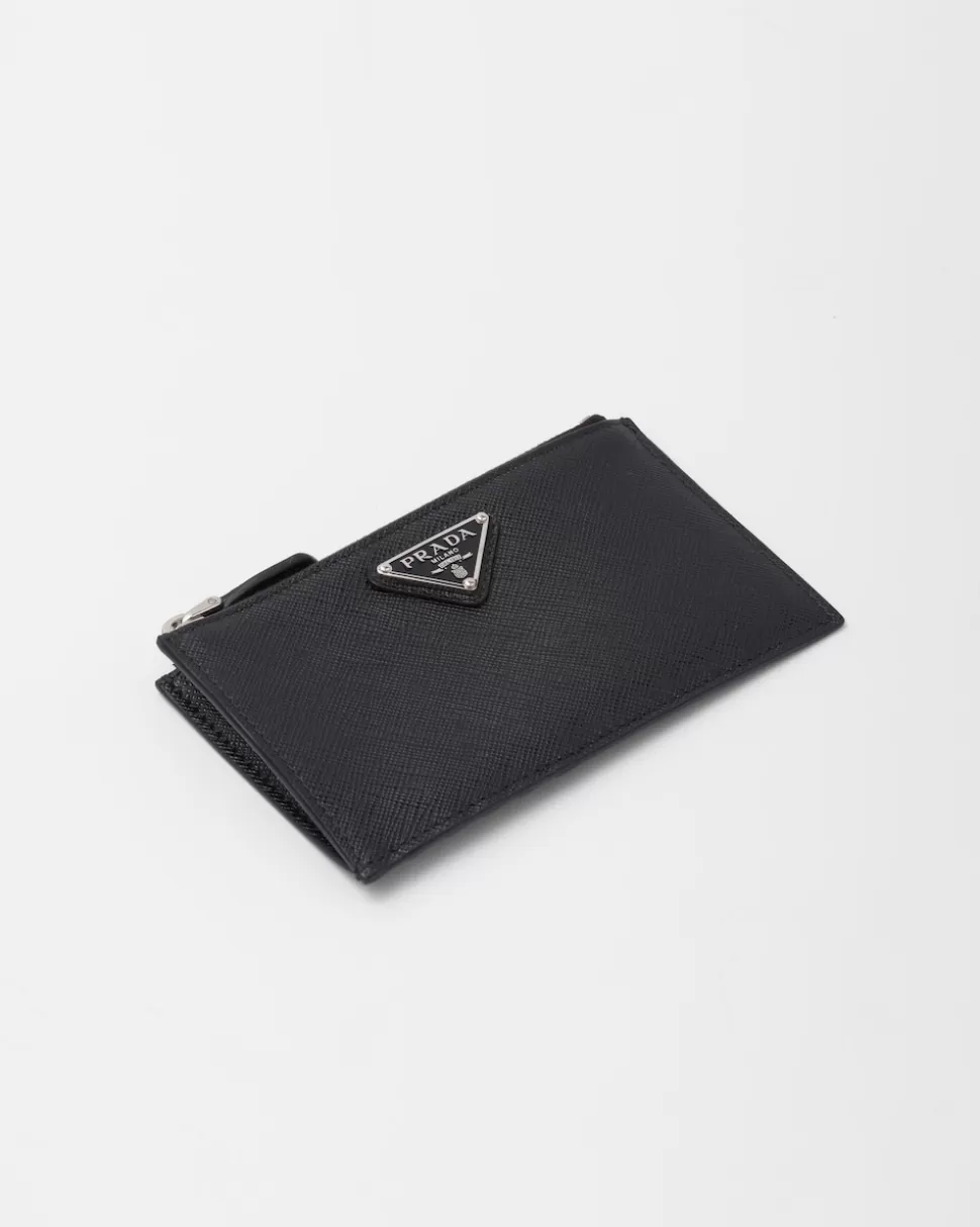 Cheap Prada Kartenetui Aus Saffiano-leder Schwarz