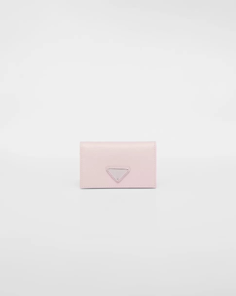 New Prada Kartenetui Aus Saffiano-leder Schwarz