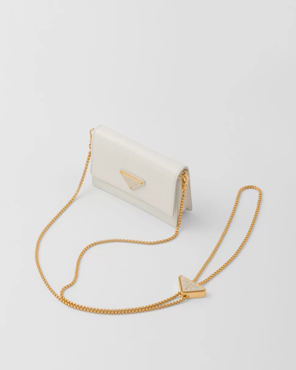Discount Prada Kartenetui Aus Saffiano-leder Mit Schulterriemen Schwarz