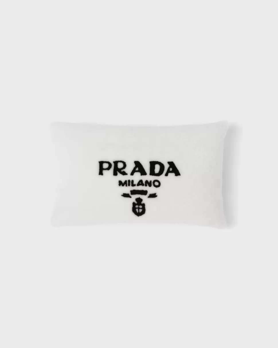 Online Prada Kissen Aus Schafsleder Weiss/Schwarz