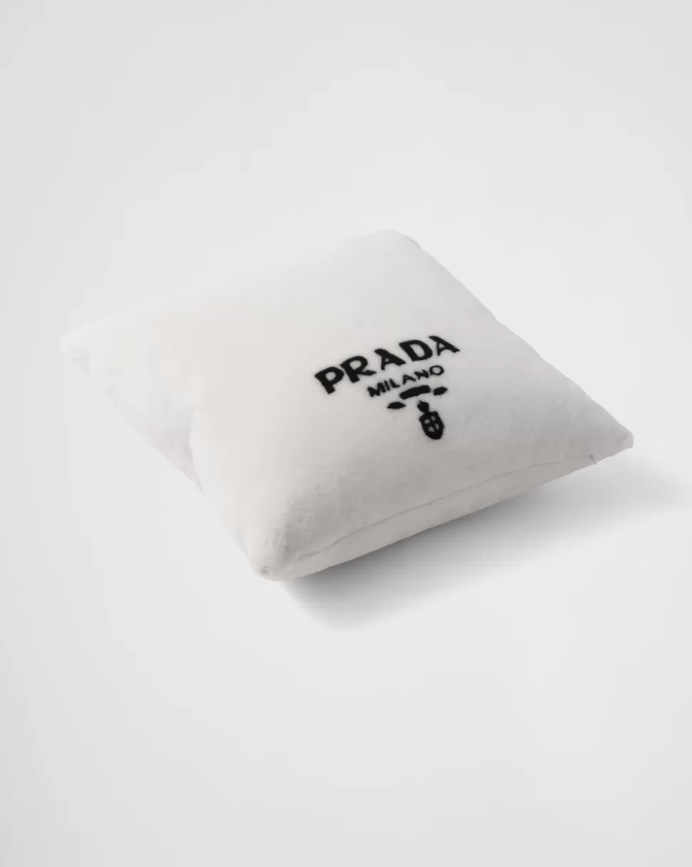 Fashion Prada Kissen Aus Schafsleder Weiss/Schwarz