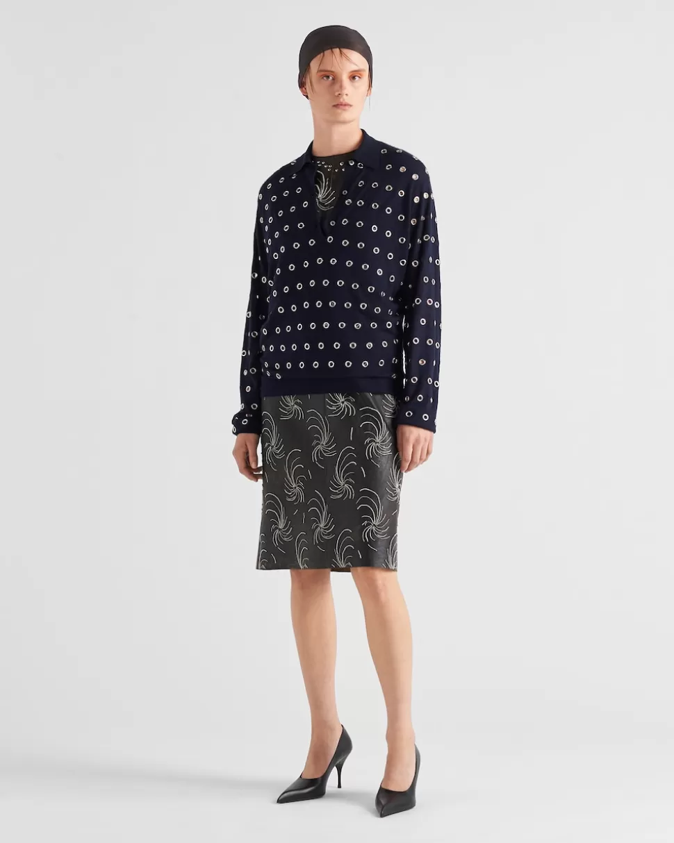 Cheap Prada Kleid Aus Leder Schwarz