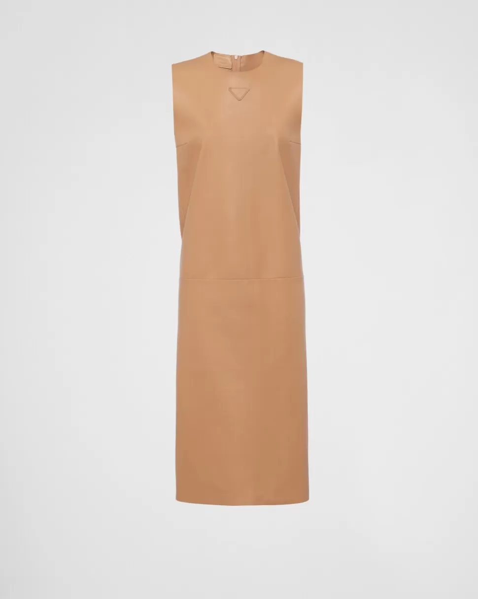 Cheap Prada Kleid Aus Nappa-leder Natur