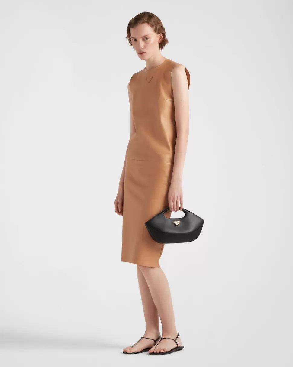 Cheap Prada Kleid Aus Nappa-leder Natur