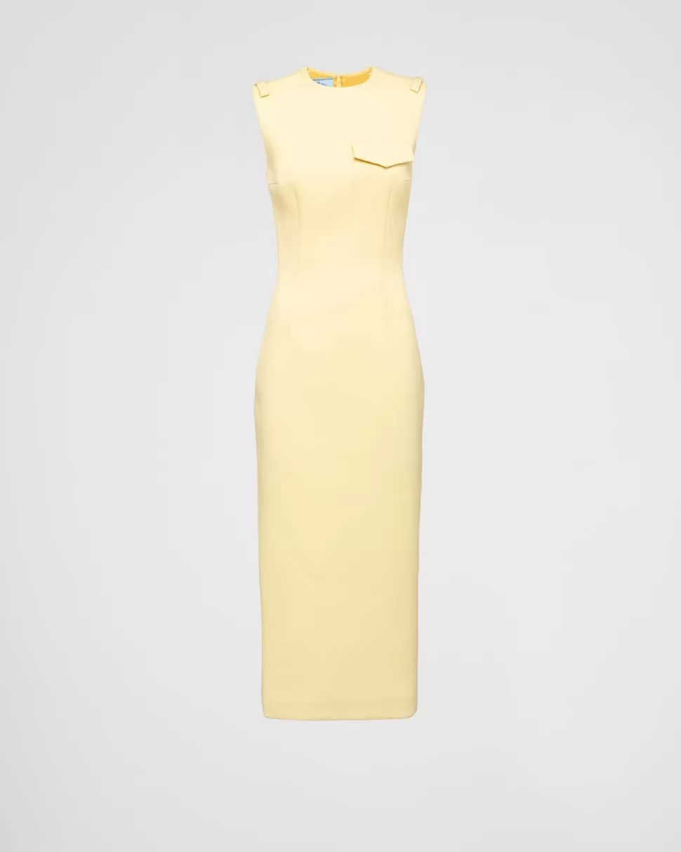 Clearance Prada Kleid Aus Natté-stretch Creme