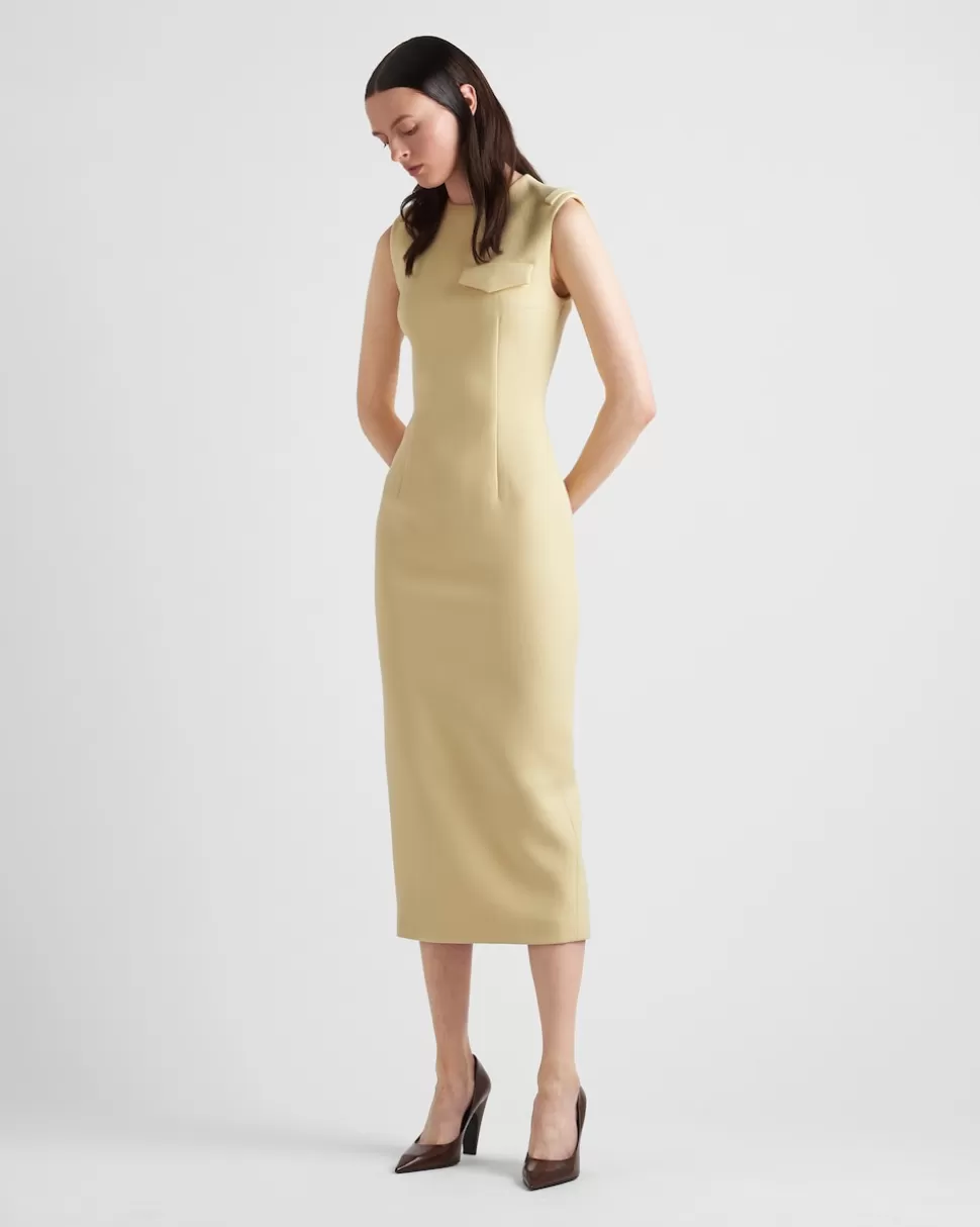 Clearance Prada Kleid Aus Natté-stretch Creme