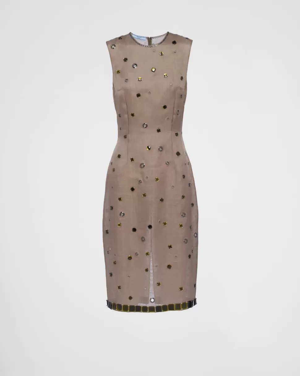 Hot Prada Kleid Aus Organza Mit ÖSenverzierung Militärgrün