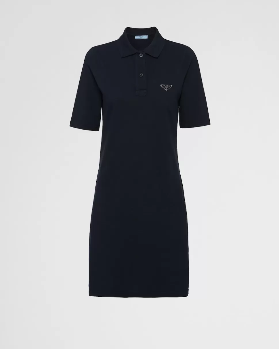 Sale Prada Kleid Aus Piqué Blau