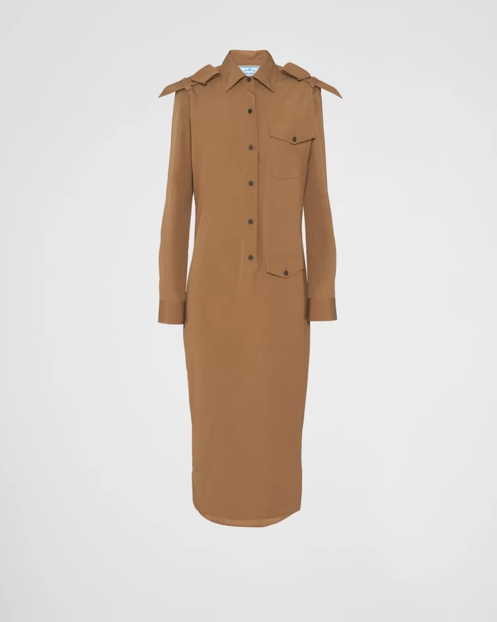 Sale Prada Kleid Aus Popeline Korkbeige
