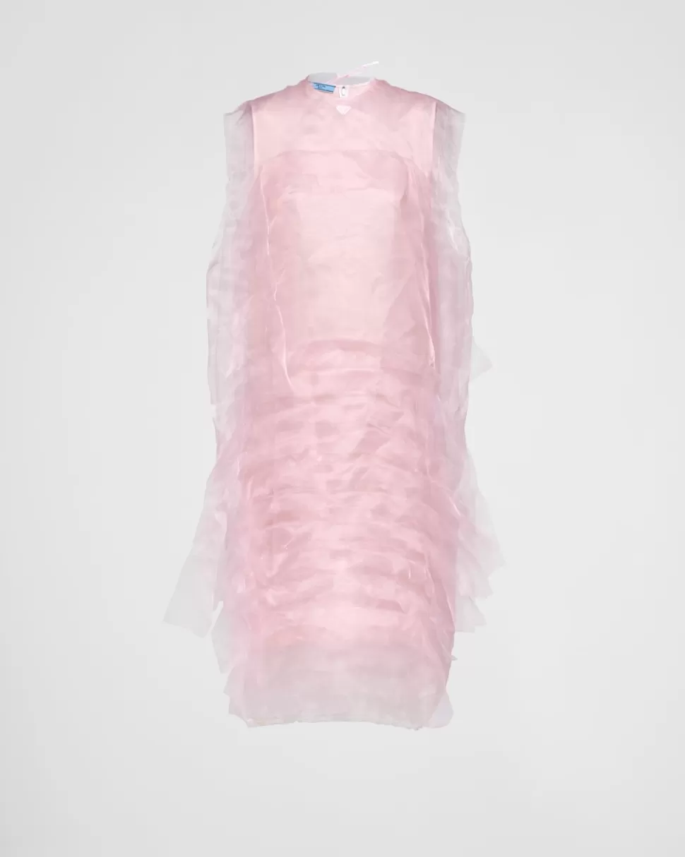 Flash Sale Prada Kleid Aus Technischem Voile Rosa