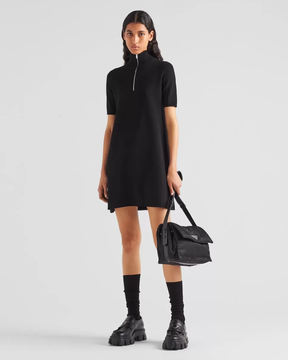 Clearance Prada Kleid Aus Wolle Und Viskose Schwarz