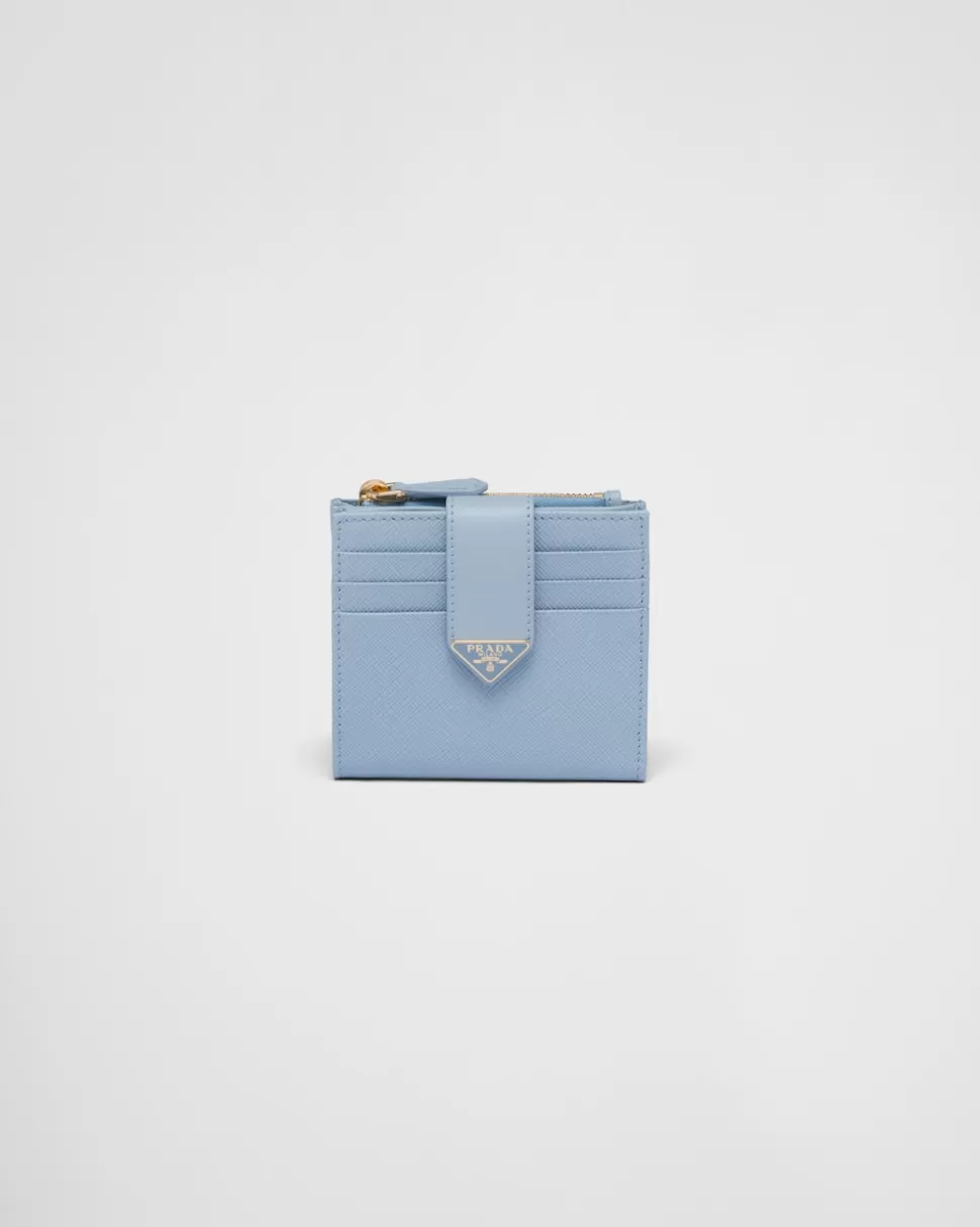 Sale Prada Kleine Geldbörse Aus Saffiano Und Leder Schwarz