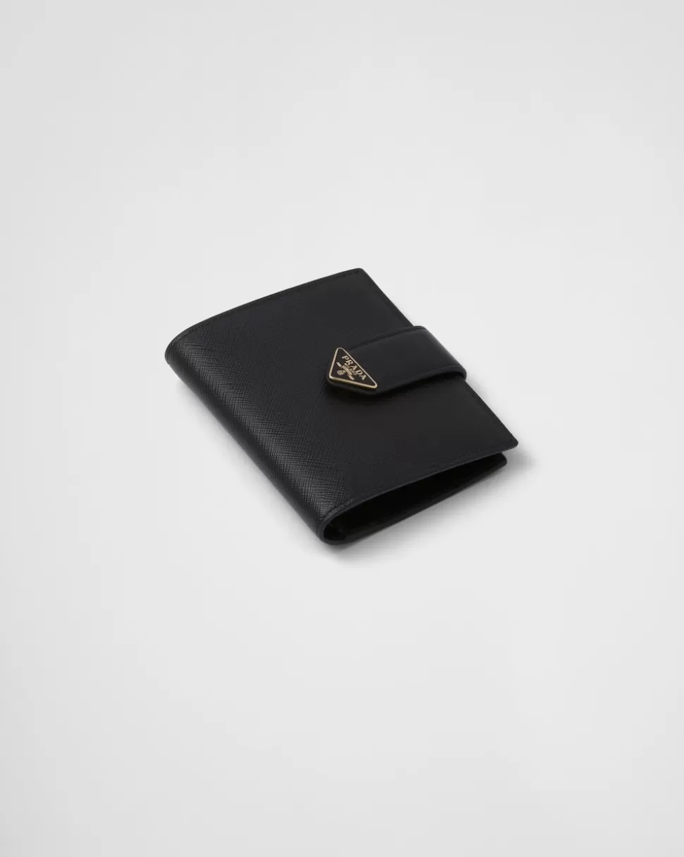 Discount Prada Kleine Geldbörse Aus Saffiano Und Leder Schwarz