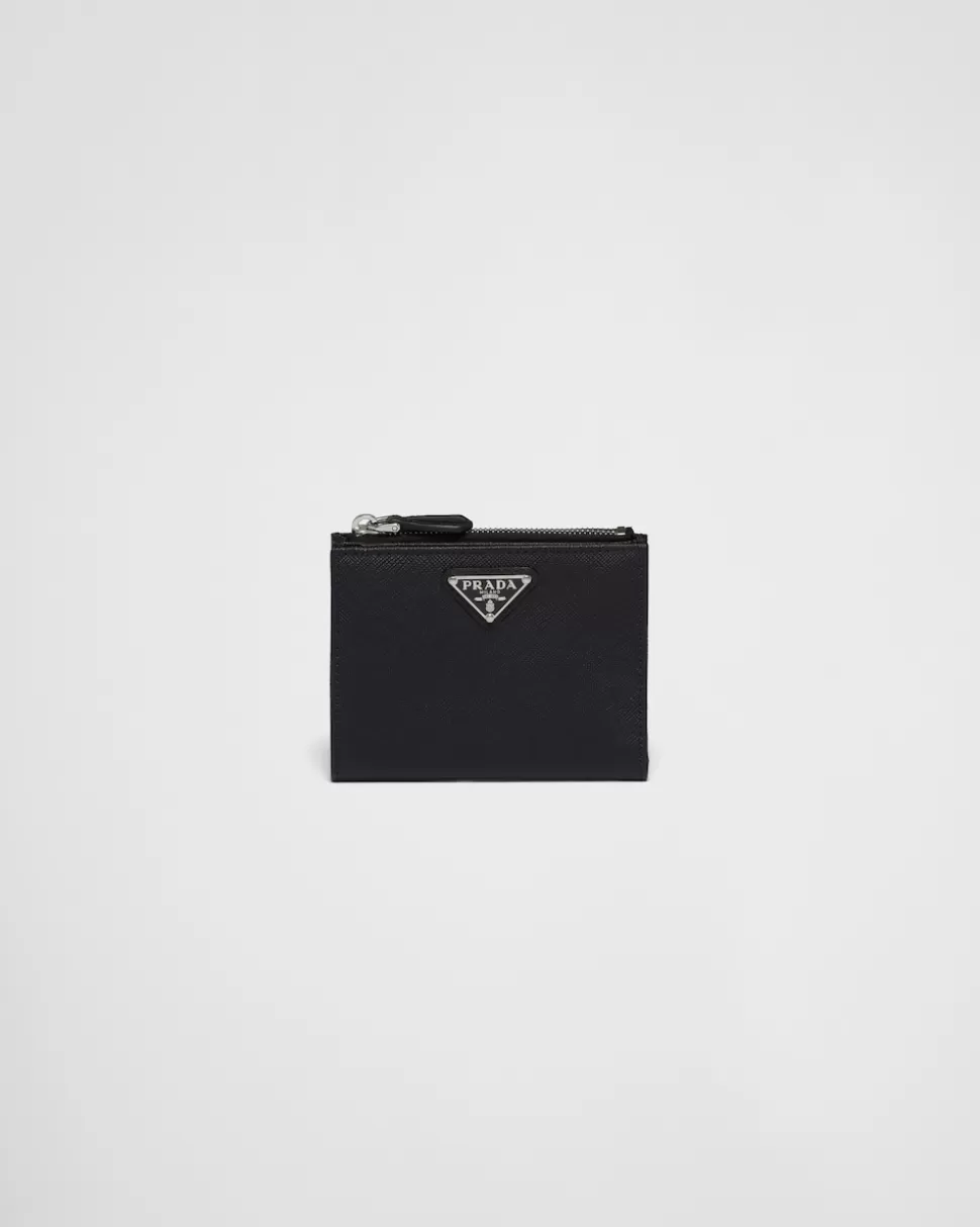 Fashion Prada Kleine Geldbörse Aus Saffiano-leder Schwarz