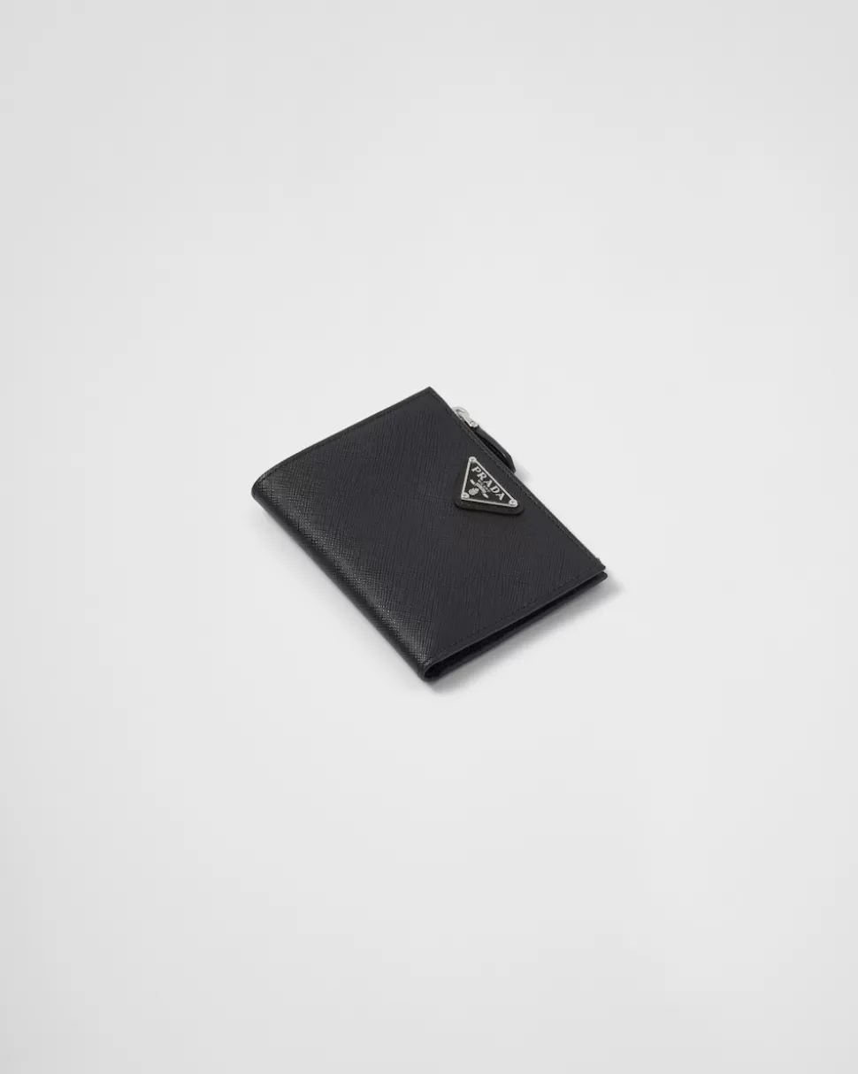 Fashion Prada Kleine Geldbörse Aus Saffiano-leder Schwarz