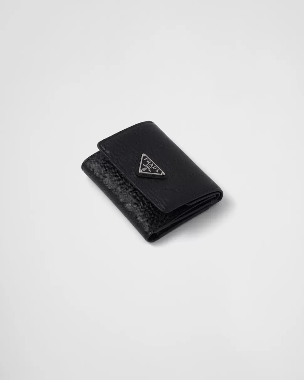 Online Prada Kleine Geldbörse Aus Saffiano-leder Weiss