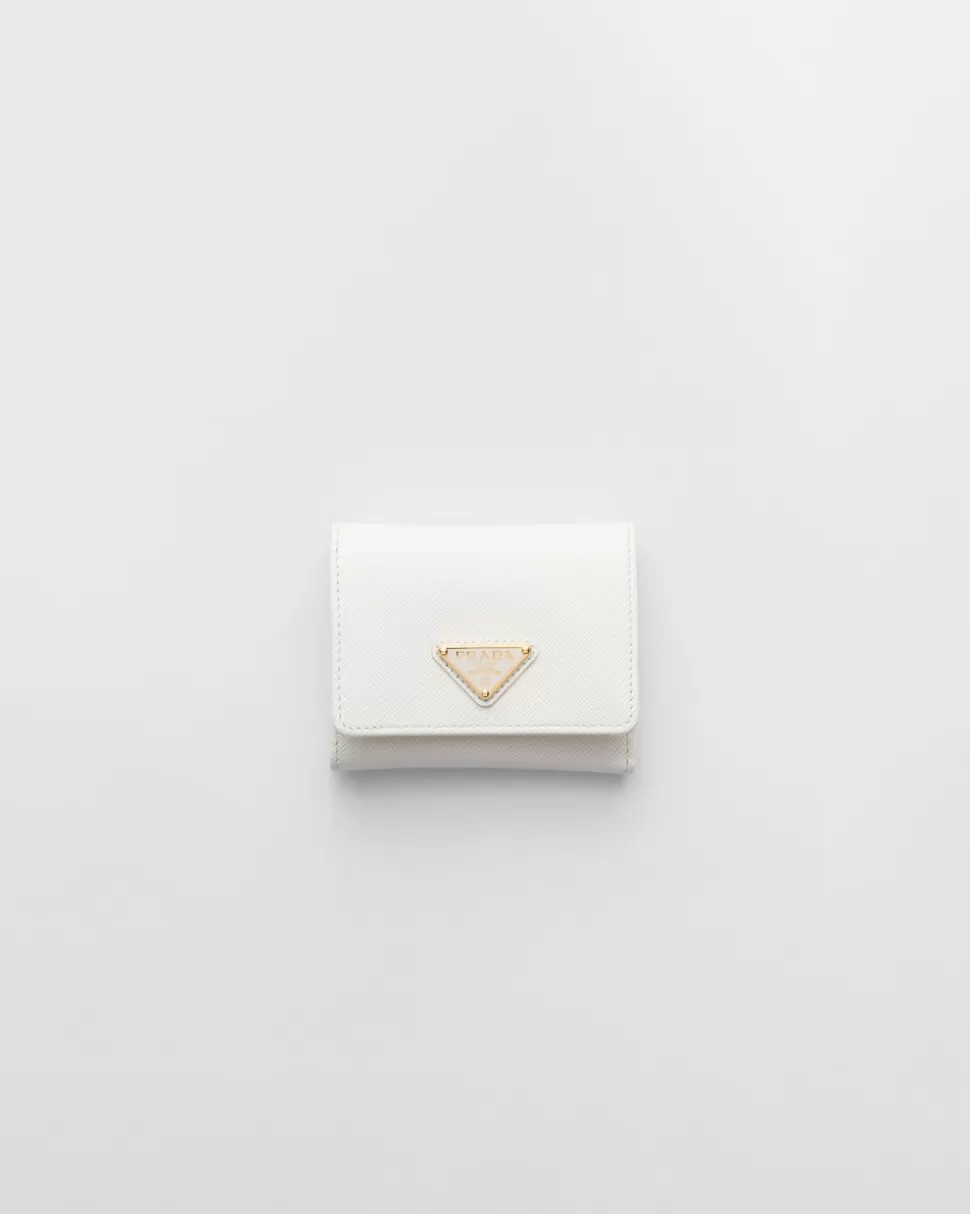 Best Prada Kleine Geldbörse Aus Saffiano-leder Weiss