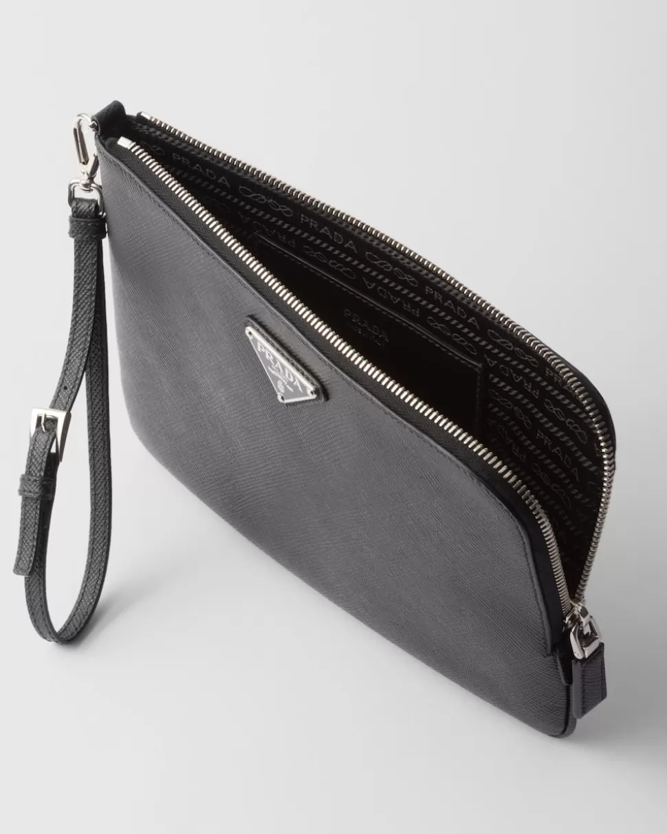 Best Sale Prada Kleine Pouch Aus Saffiano-leder Schwarz